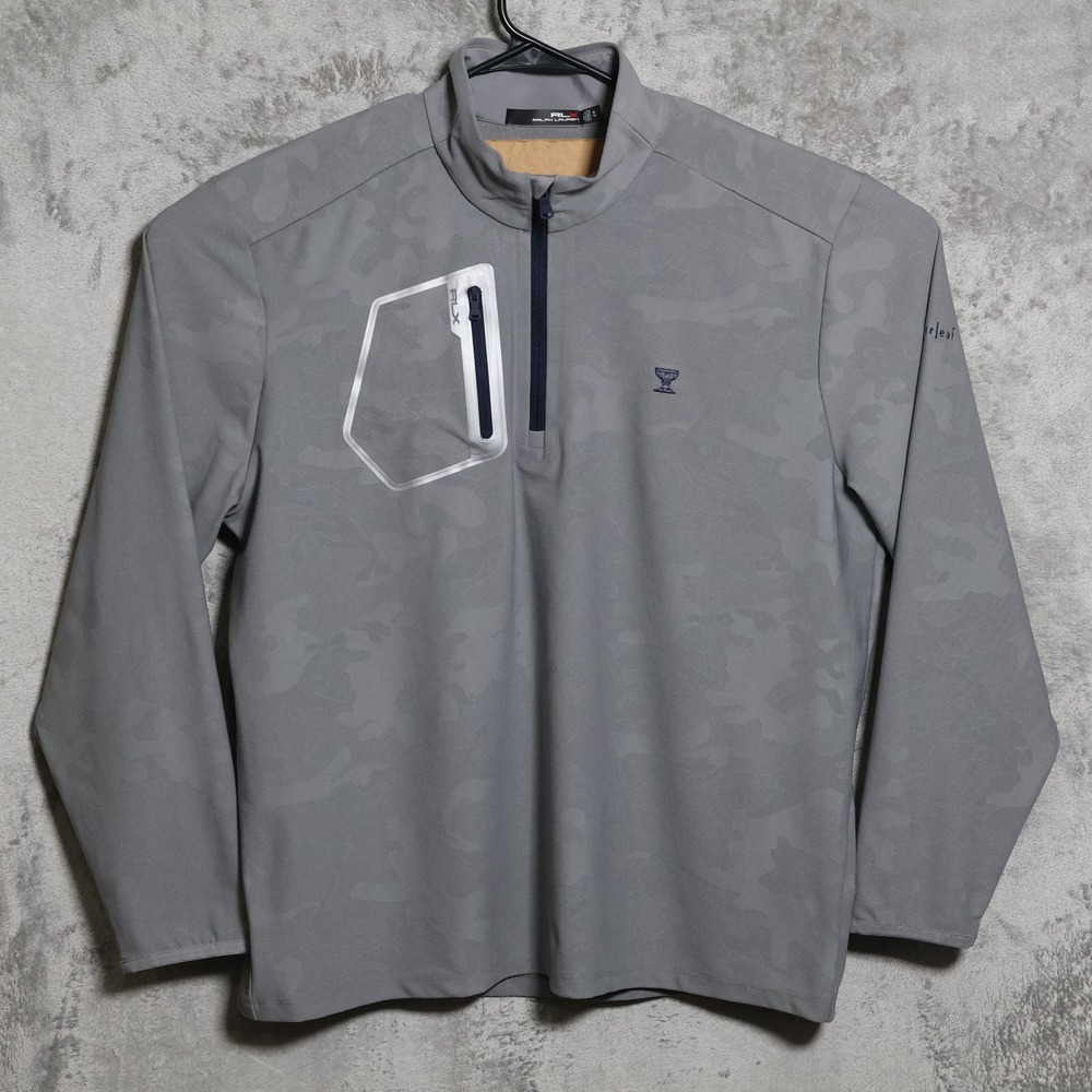 RLX Ralph Lauren Pullover Mens XL Gray Camo 1/4 Zip Performance Silverleaf Golf